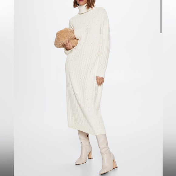 Mango Ribbed turtleneck maxi dress - Picture 1 of 13
